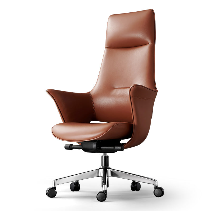 The Water Sleeve | Sculptural High-Back Executive Office Chair in Premium Microfiber Leather-Brown