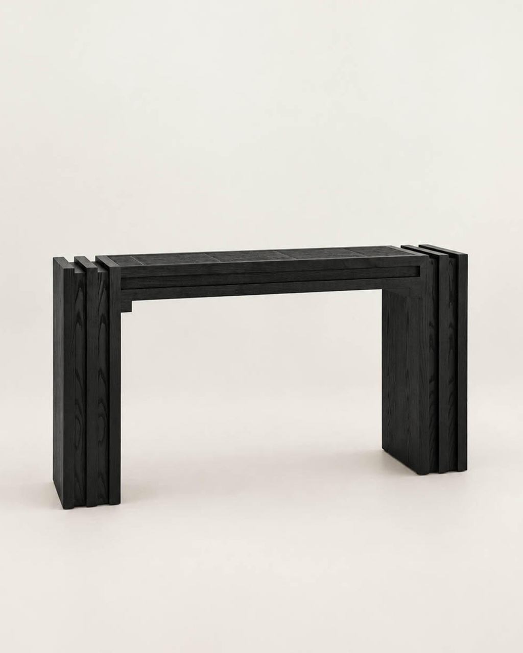 「Strata」Sculptural Staggered Wood Panel Entryway Console