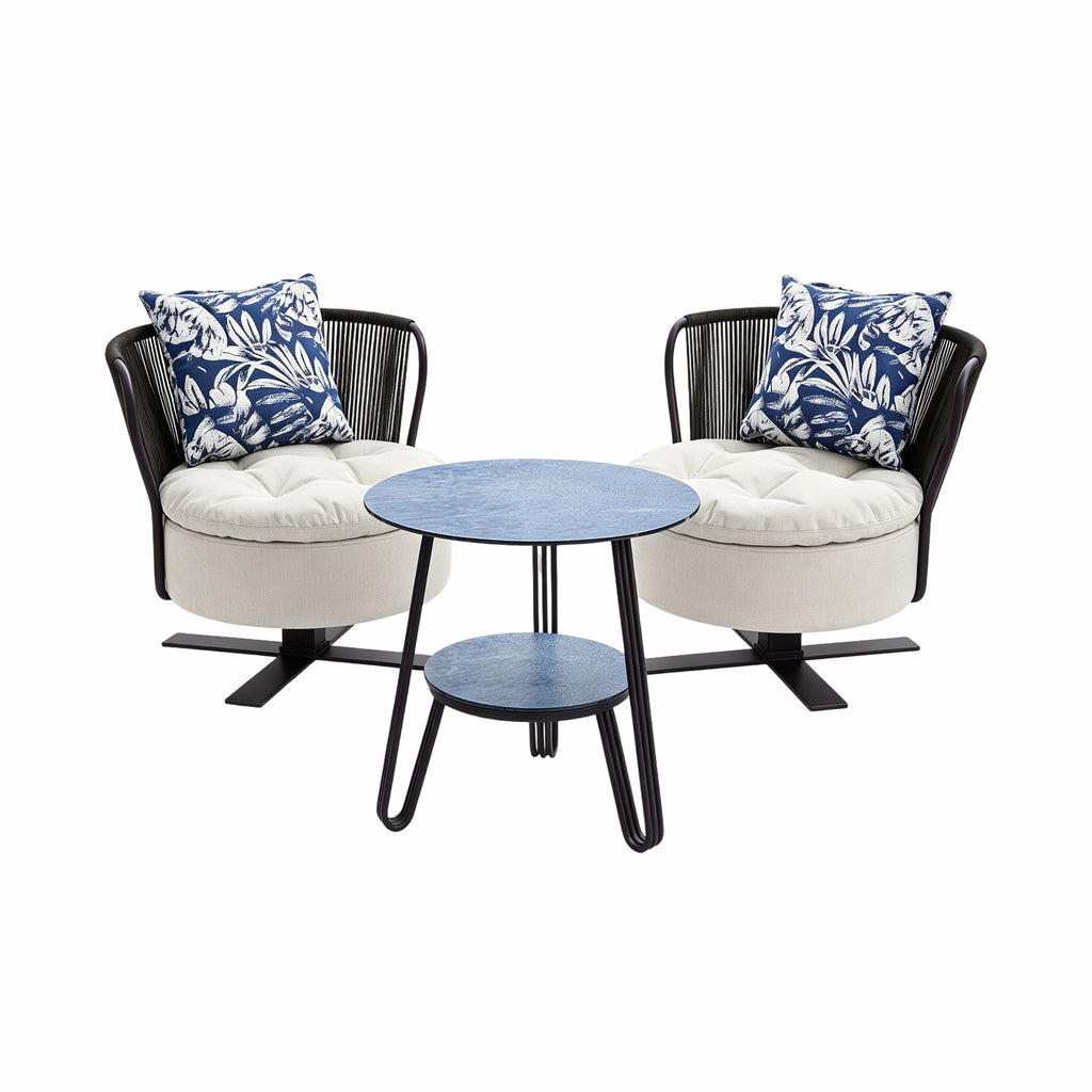 Outdoor Lounge Coffee Table & Webbing Chair Set
