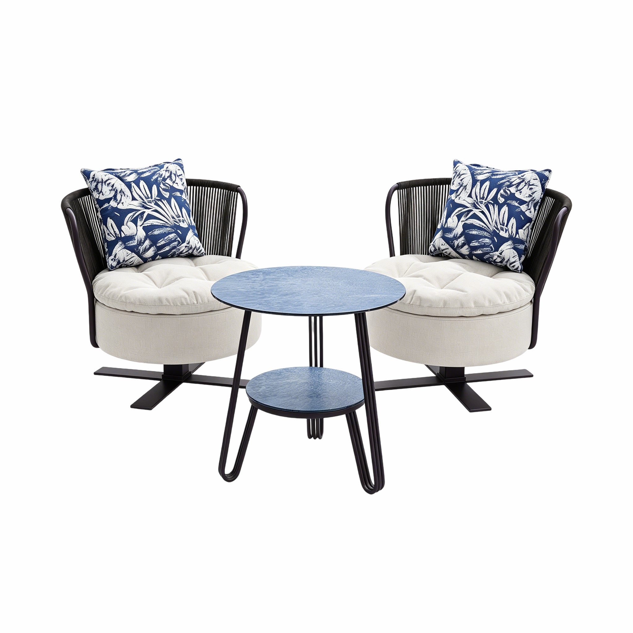 Outdoor Lounge Coffee Table & Webbing Chair Set