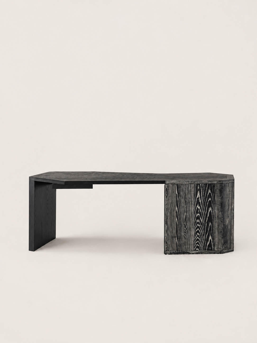 「Ridgeway」Washed‑White Ash Solid Wood Writing Desk Sculptural Modern Work Desk