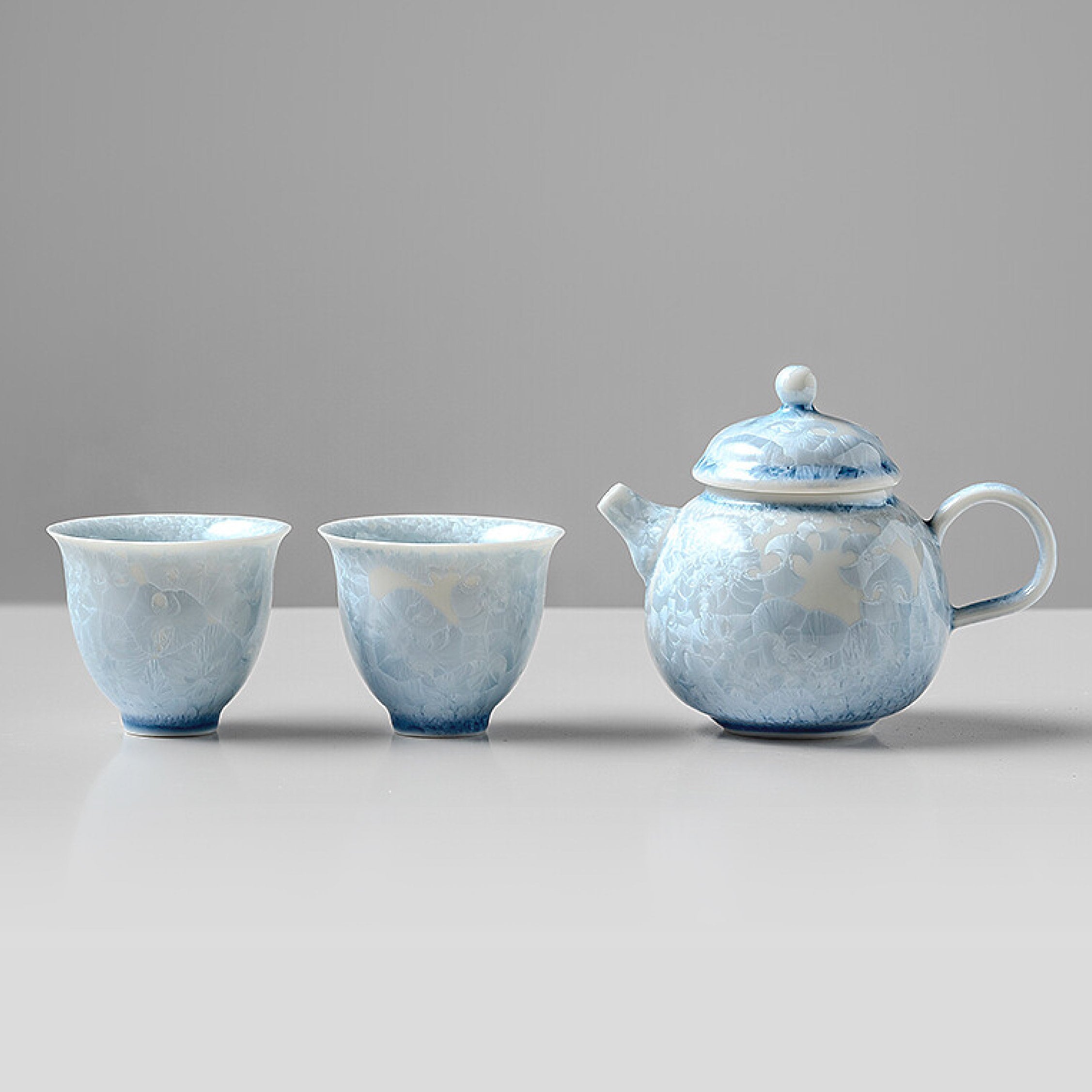 「Blue Ice Flower」Crystalline Glaze Kung Fu Tea Set