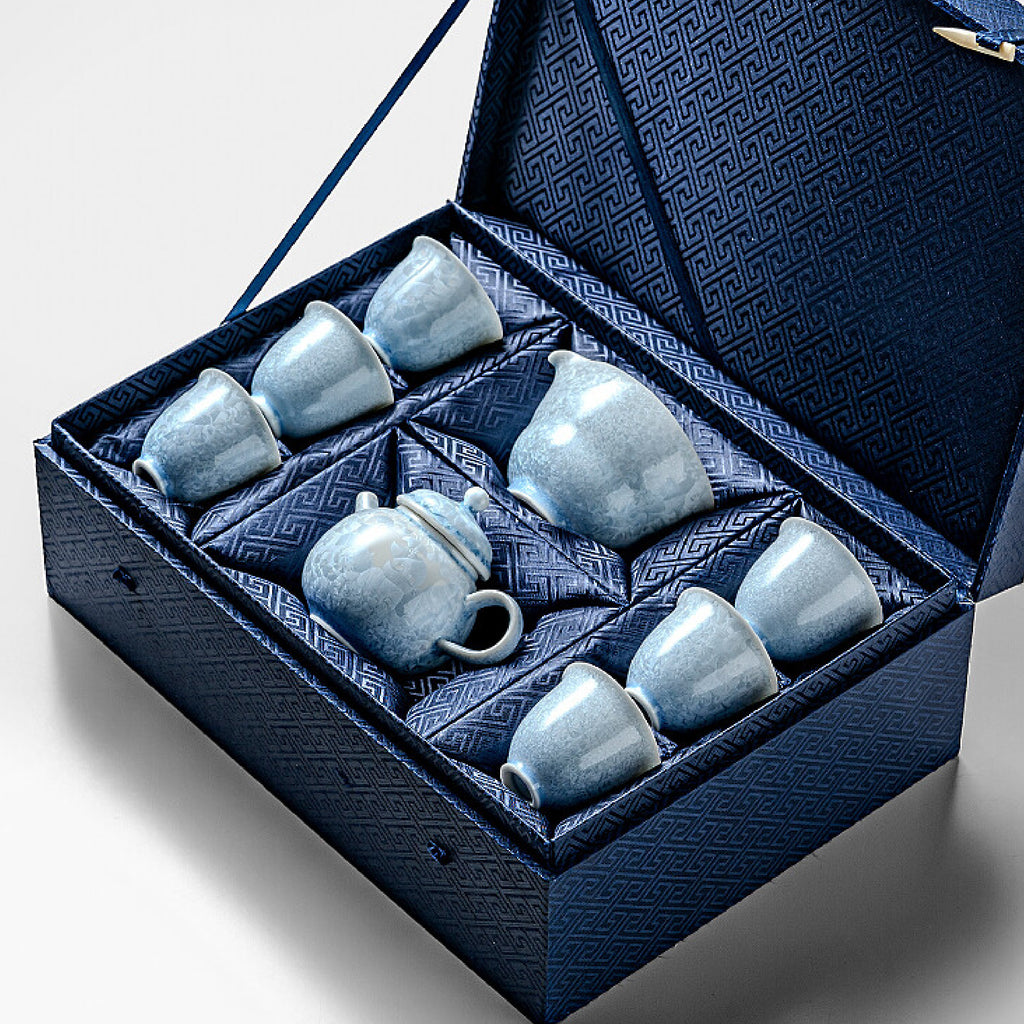 「Blue Ice Flower」Crystalline Glaze Kung Fu Tea Set