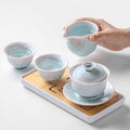 「Verdant Grass」Kiln-Fired Crystalline Glaze Kung Fu Tea Set