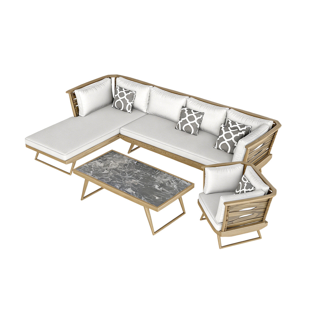 「Light Walnut Banana Leaf」Luxury Modular Outdoor Sofa Set