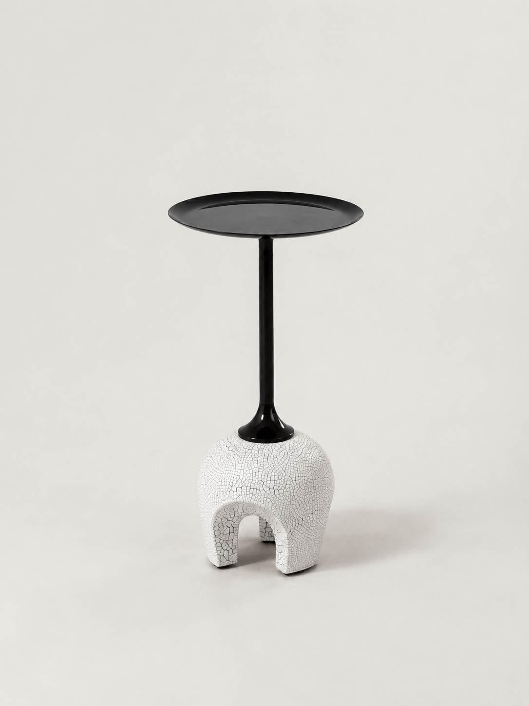 「Dune」Metal & Crackle‑Finish Wood Side Table Textured Accent End Table