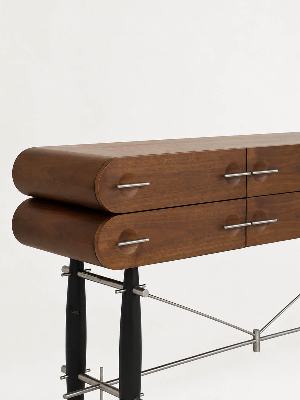 「Shadow‑Warrior」Dark Walnut Solid Wood Sideboard Storage Cabinet
