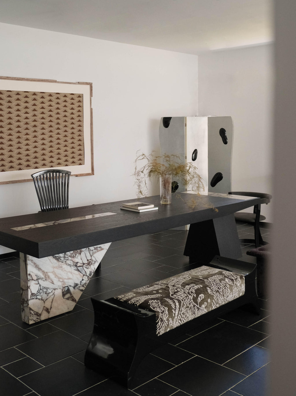 「Tiger Hill」Vintage Pattern Upholstered Decorative Solid Wood Bench