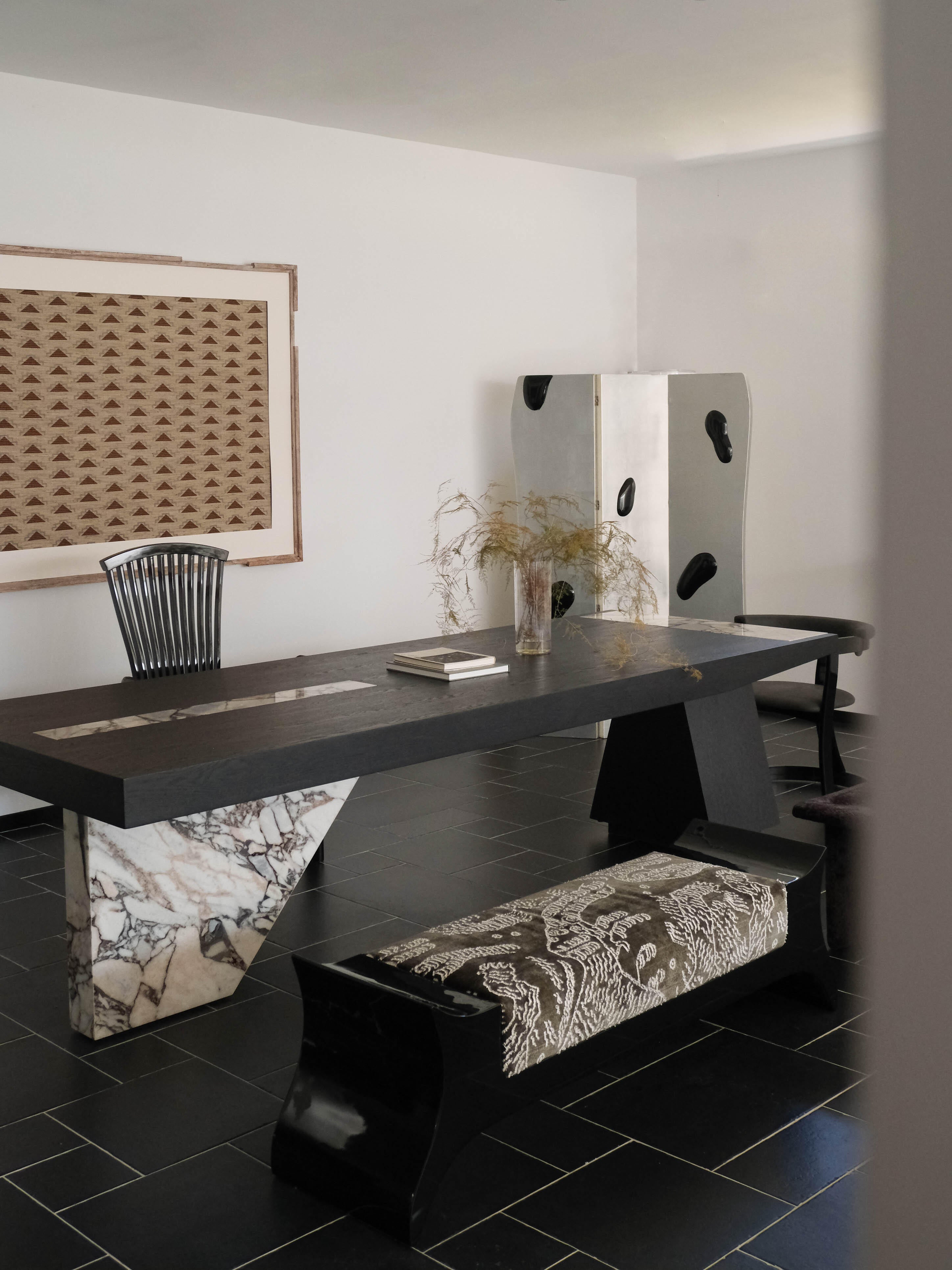 「Tiger Hill」Vintage Pattern Upholstered Decorative Solid Wood Bench