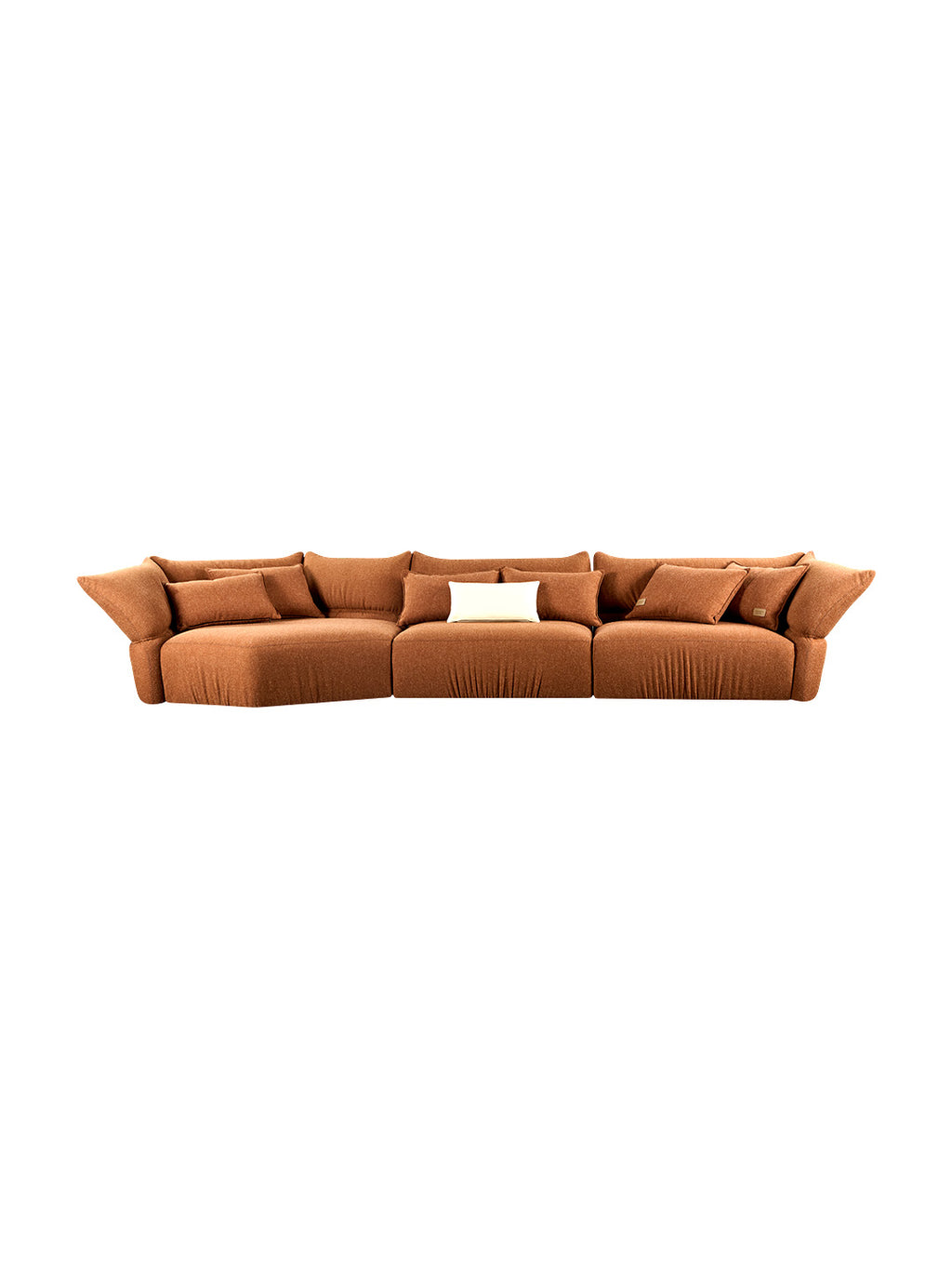 Brown sectional sofa, 「Amber Cloud」Luxury Modular Fabric Sofa, Imported Alpaca-Wool Blend Fabric + Solid Wood Frame, High-End Living Room Furniture