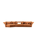 Brown sectional sofa, 「Amber Cloud」Luxury Modular Fabric Sofa, Imported Alpaca-Wool Blend Fabric + Solid Wood Frame, High-End Living Room Furniture
