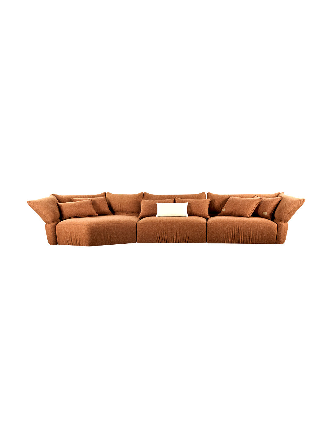 Brown sectional sofa, 「Amber Cloud」Luxury Modular Fabric Sofa, Imported Alpaca-Wool Blend Fabric + Solid Wood Frame, High-End Living Room Furniture