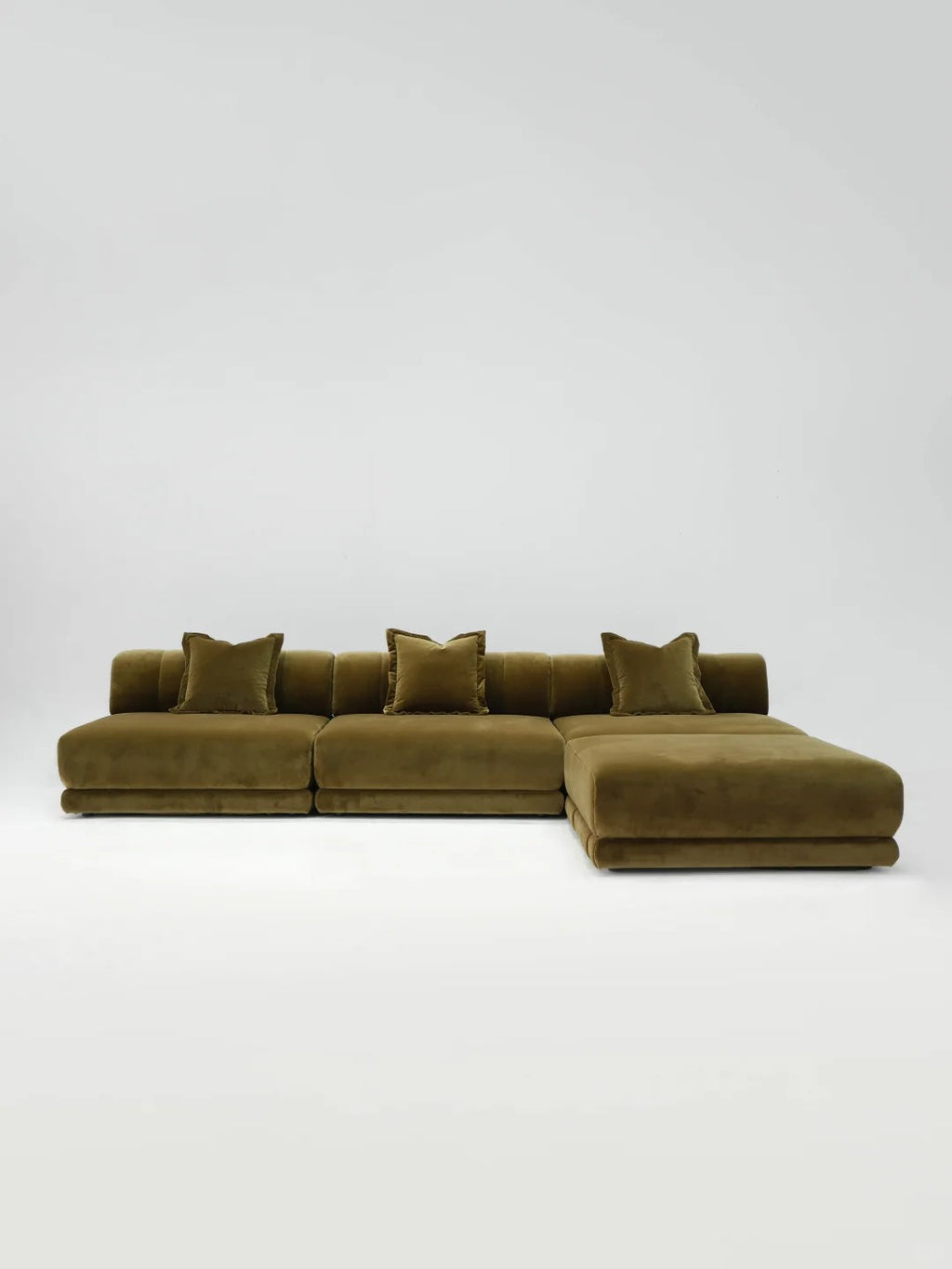 「Olive Vista」Modern Modular Velvet Sectional Sofa