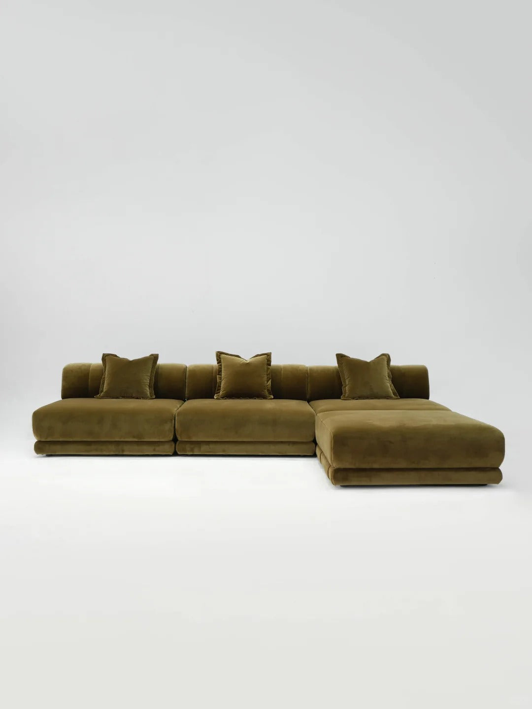 「Olive Vista」Modern Modular Velvet Sectional Sofa