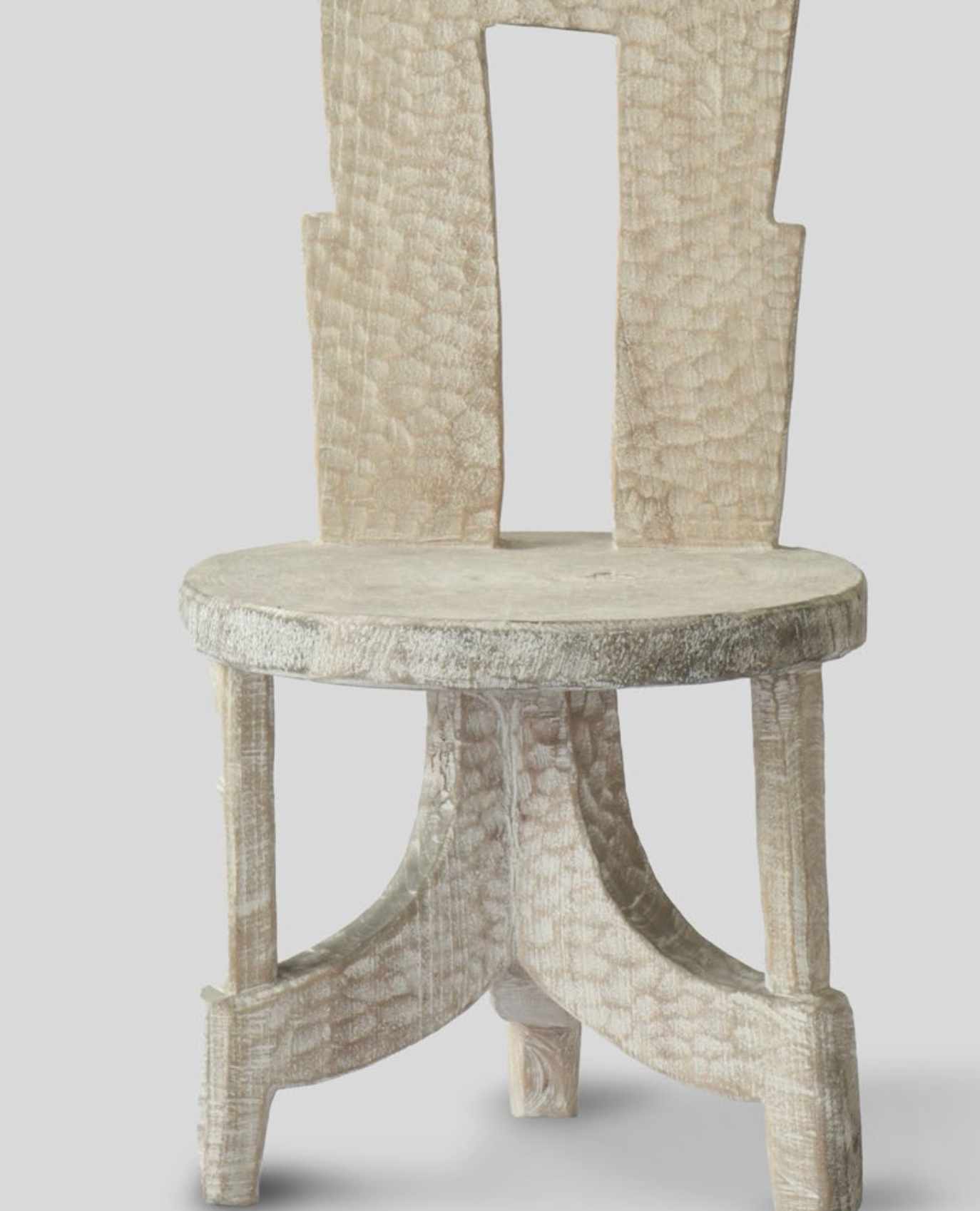 The Tribe | Hand-Carved Primitive African Stool in Bleached Solid Wood Chair