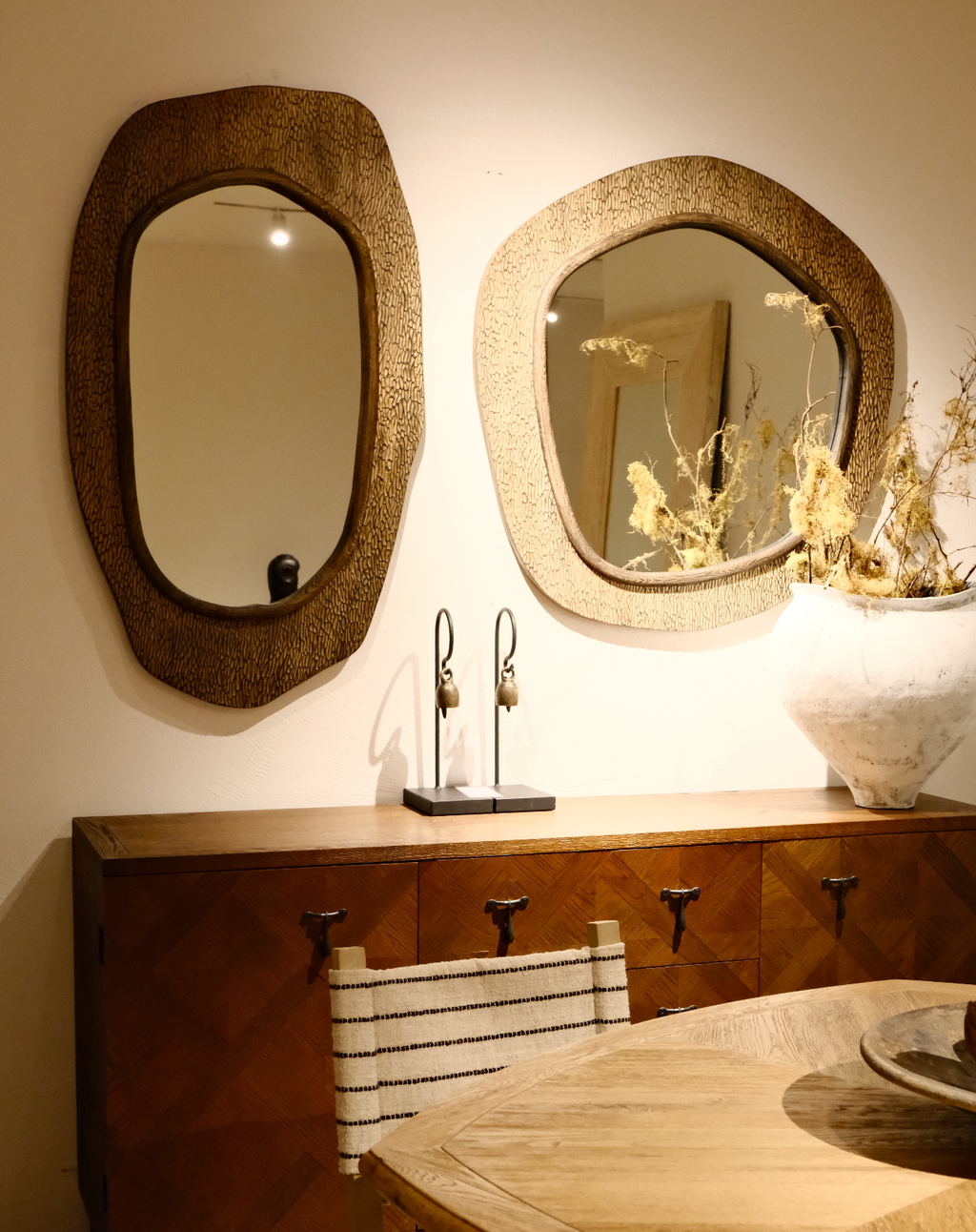 The Monolith | Hand-Carved Elongated Pine Wood Decorative Mirror