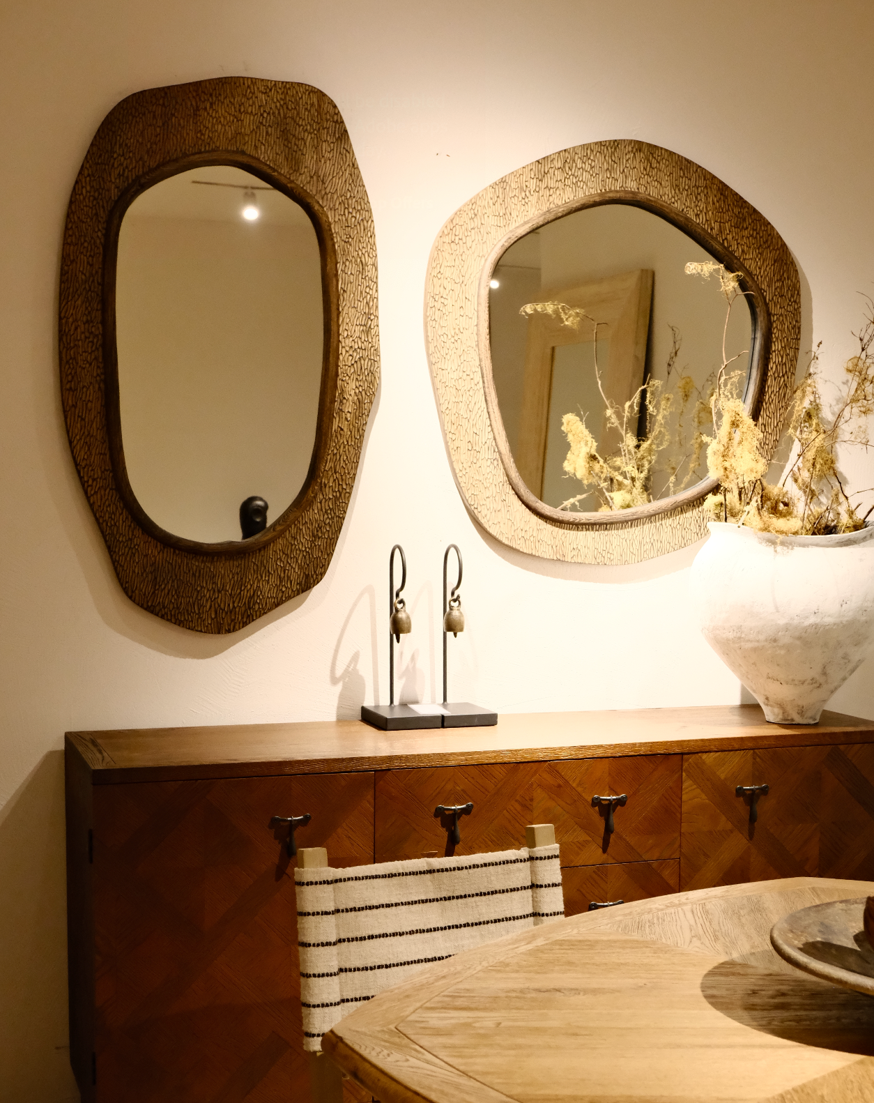 The Monolith | Hand-Carved Elongated Pine Wood Decorative Mirror