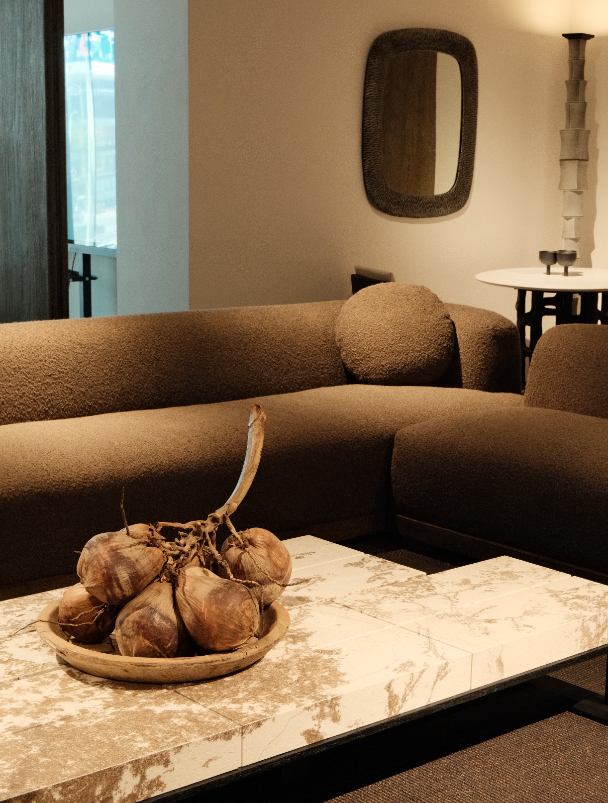 The Neo-Col | Welsh Alpaca Wool & Solid Birch Indoor Large Sofa (Brown)