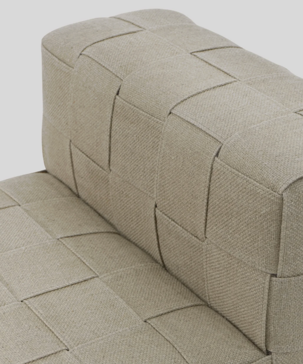 The Modulo | Hand-Woven Natural Linen & Solid Oak Symmetrical Single Sofa