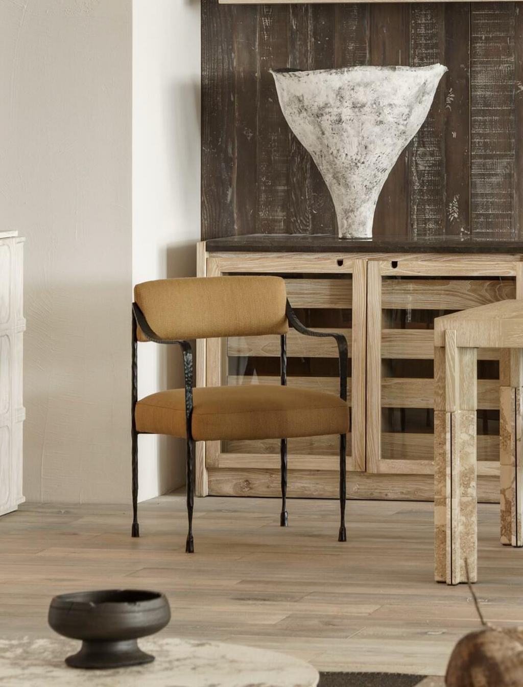 The F.Vint | Colmar Hand-Forged Iron & Upholstered Accent Chair