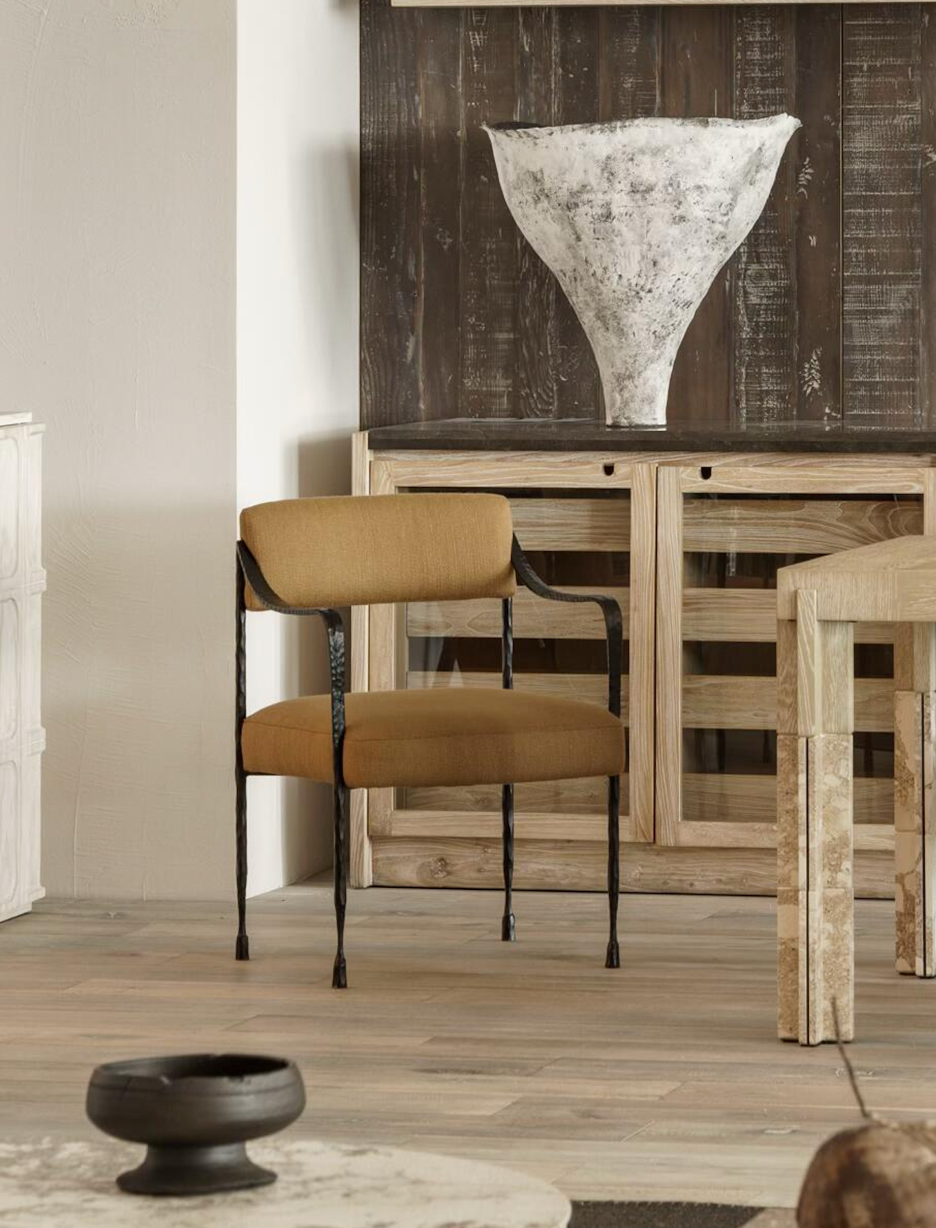 The F.Vint | Colmar Hand-Forged Iron & Upholstered Accent Chair