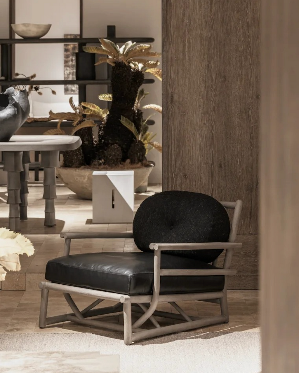 The F.Vint | Hand-Crafted Natural Cane & Leather Accent Chair