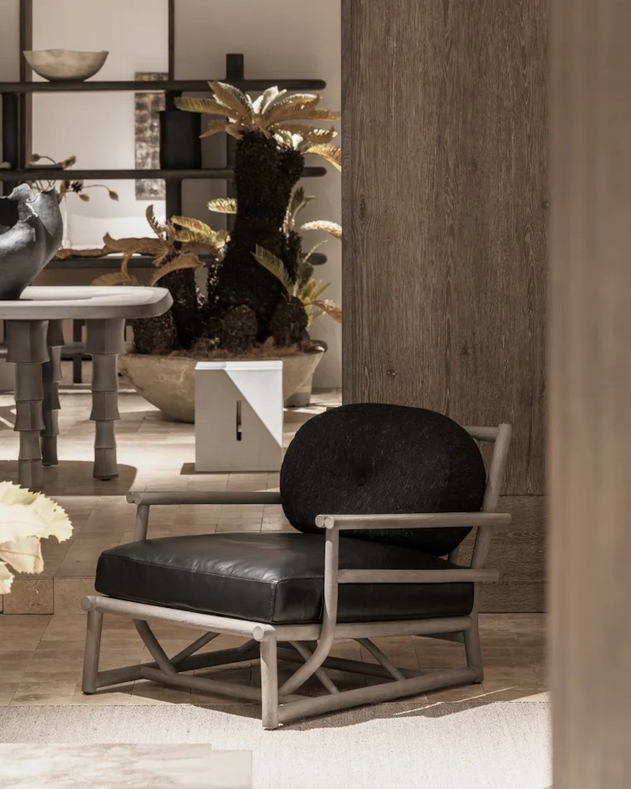 The F.Vint | Hand-Crafted Natural Cane & Leather Accent Chair