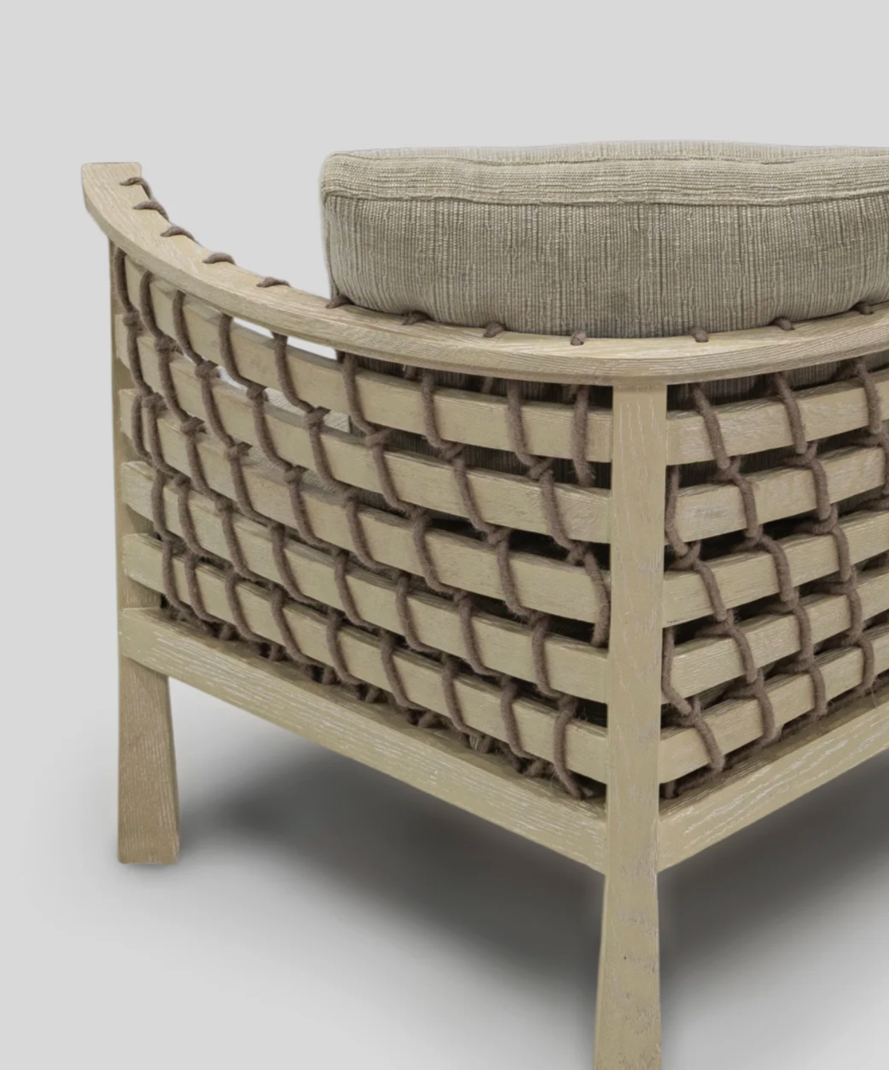 The Fjord | Frost Rope Natural Oak & Woven Cotton Triangular Accent Sofa