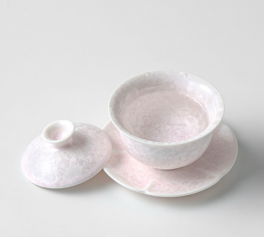「Pink Ice Flower」Kiln-Fired Crystalline Glaze Kung Fu Tea Set
