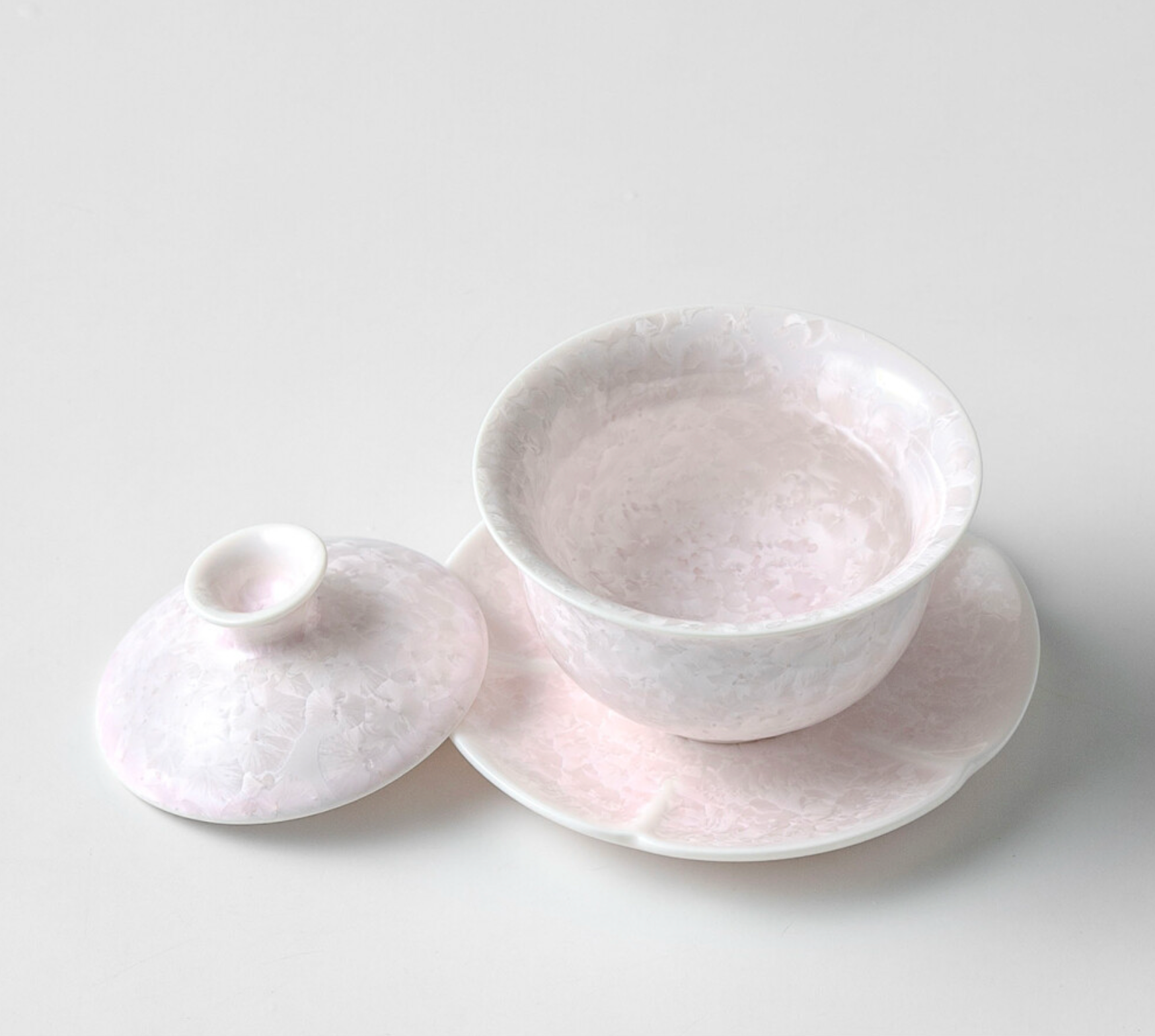 「Pink Ice Flower」Kiln-Fired Crystalline Glaze Kung Fu Tea Set