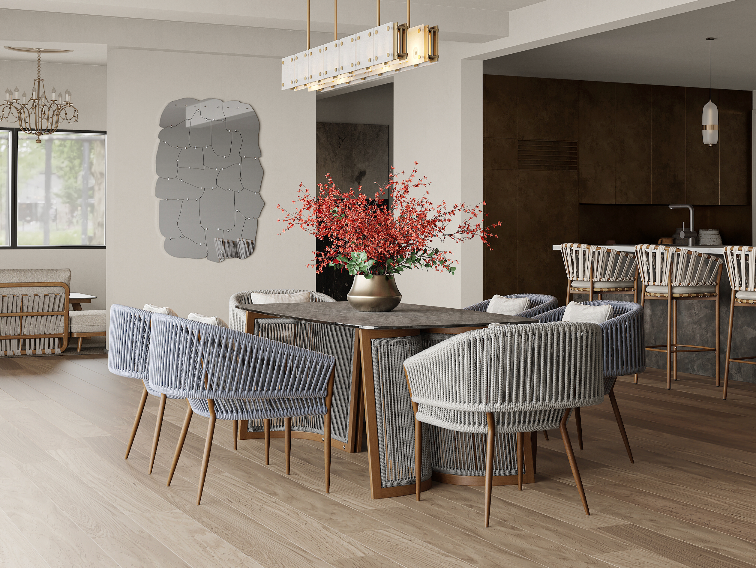 「Teak Weave」Outdoor Dining Set,Luxury Patio Furniture