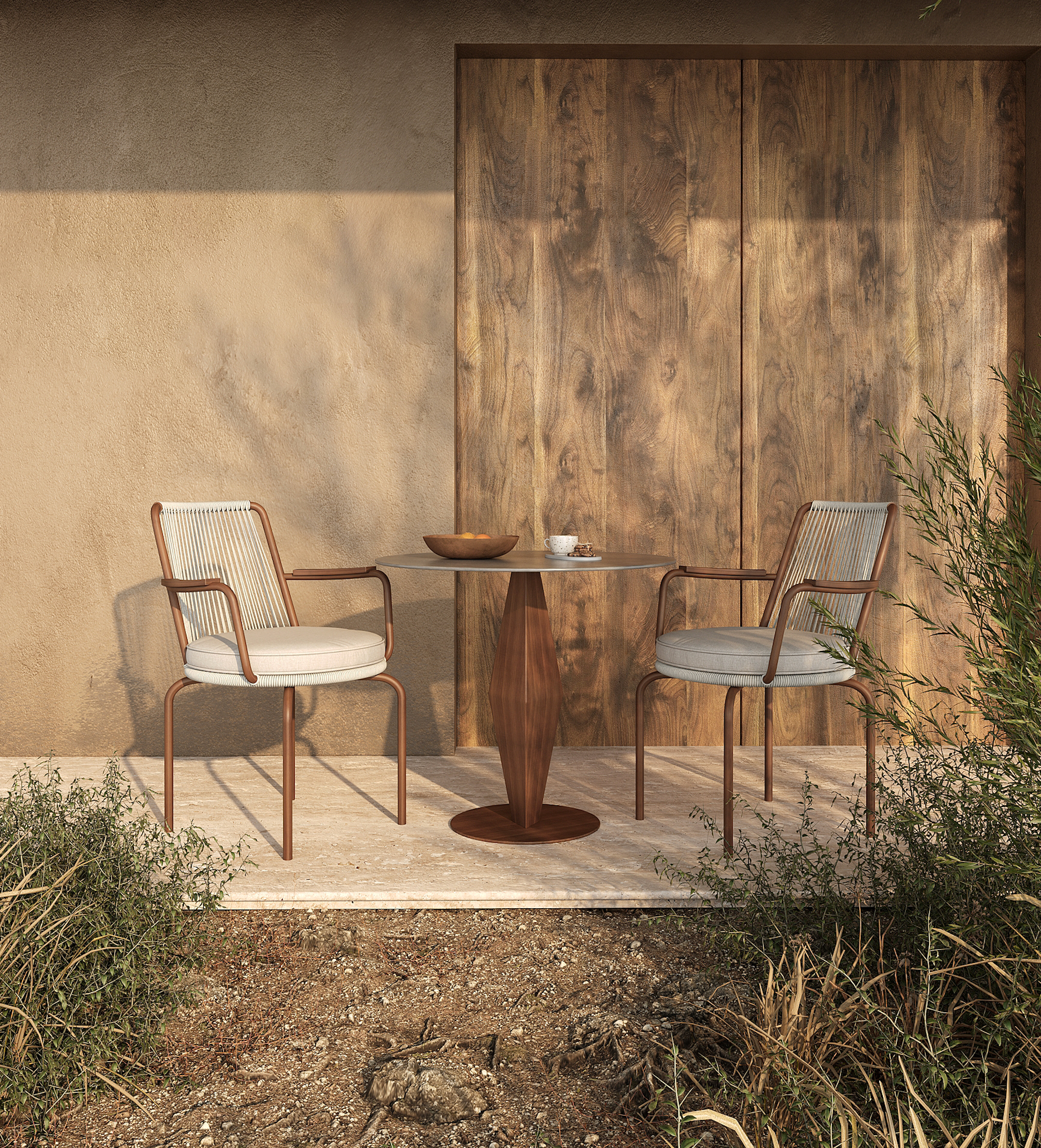 「Teak Weave Coffee」Outdoor Lounge Dining Set