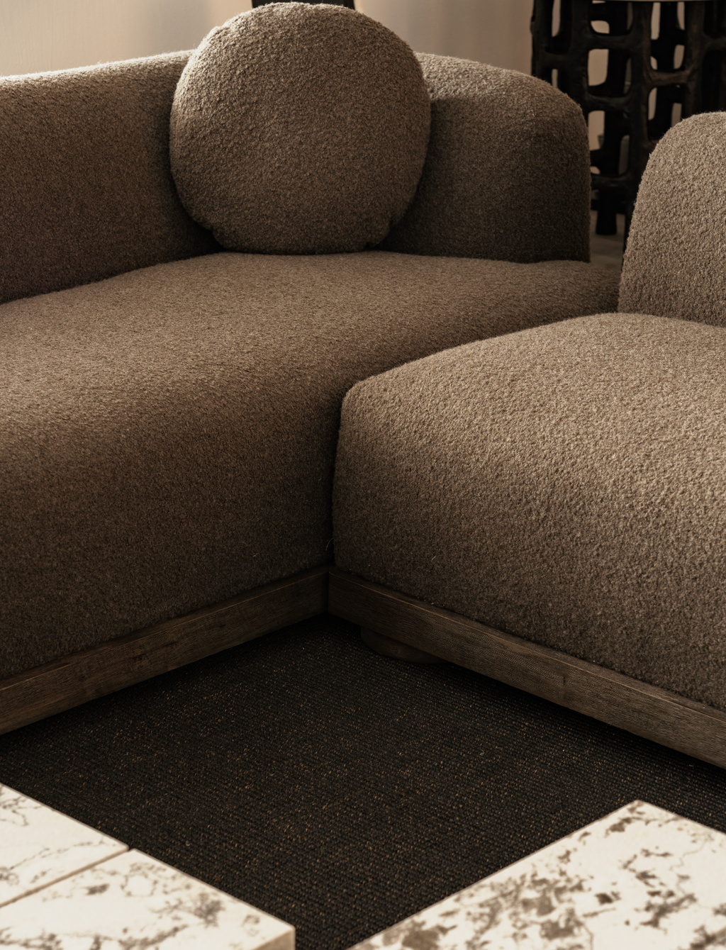 The Neo-Col | Welsh Alpaca Wool & Solid Birch Indoor Large Sofa (Brown)