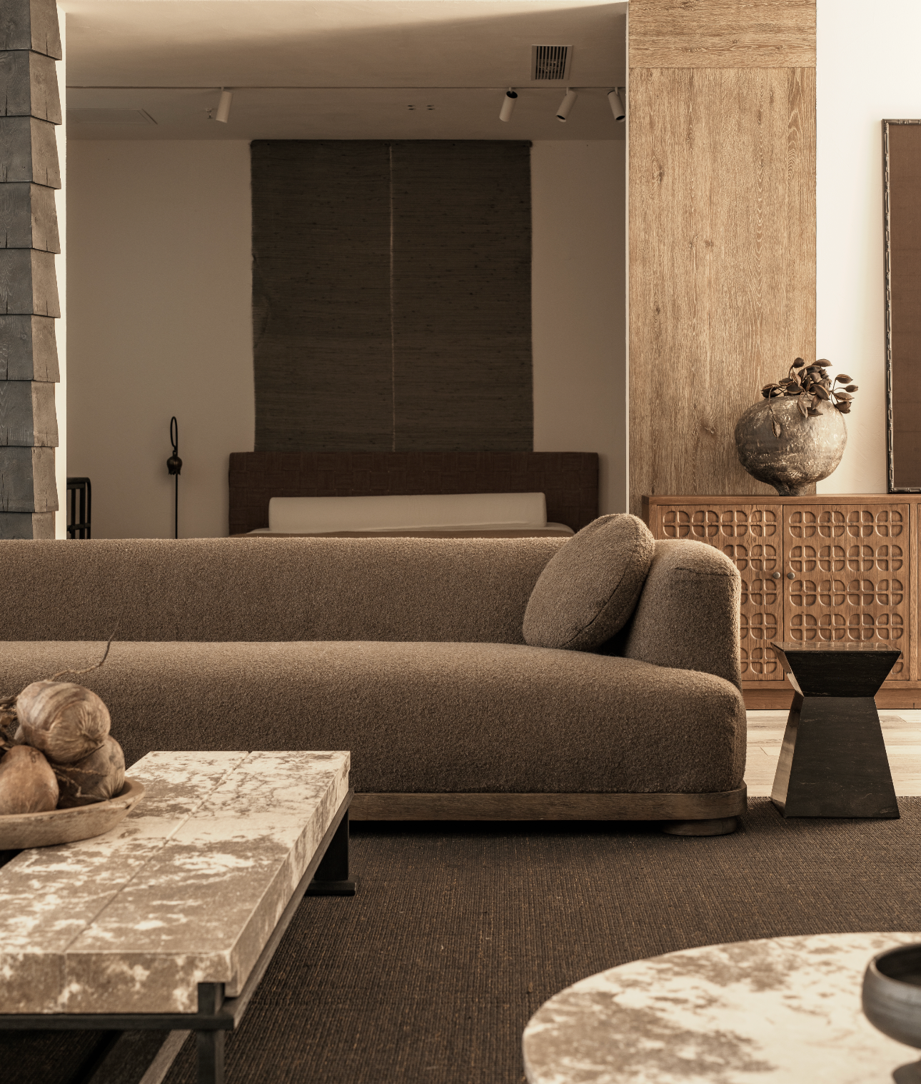 The Neo-Col | Welsh Alpaca Wool & Solid Birch Indoor Large Sofa (Brown)