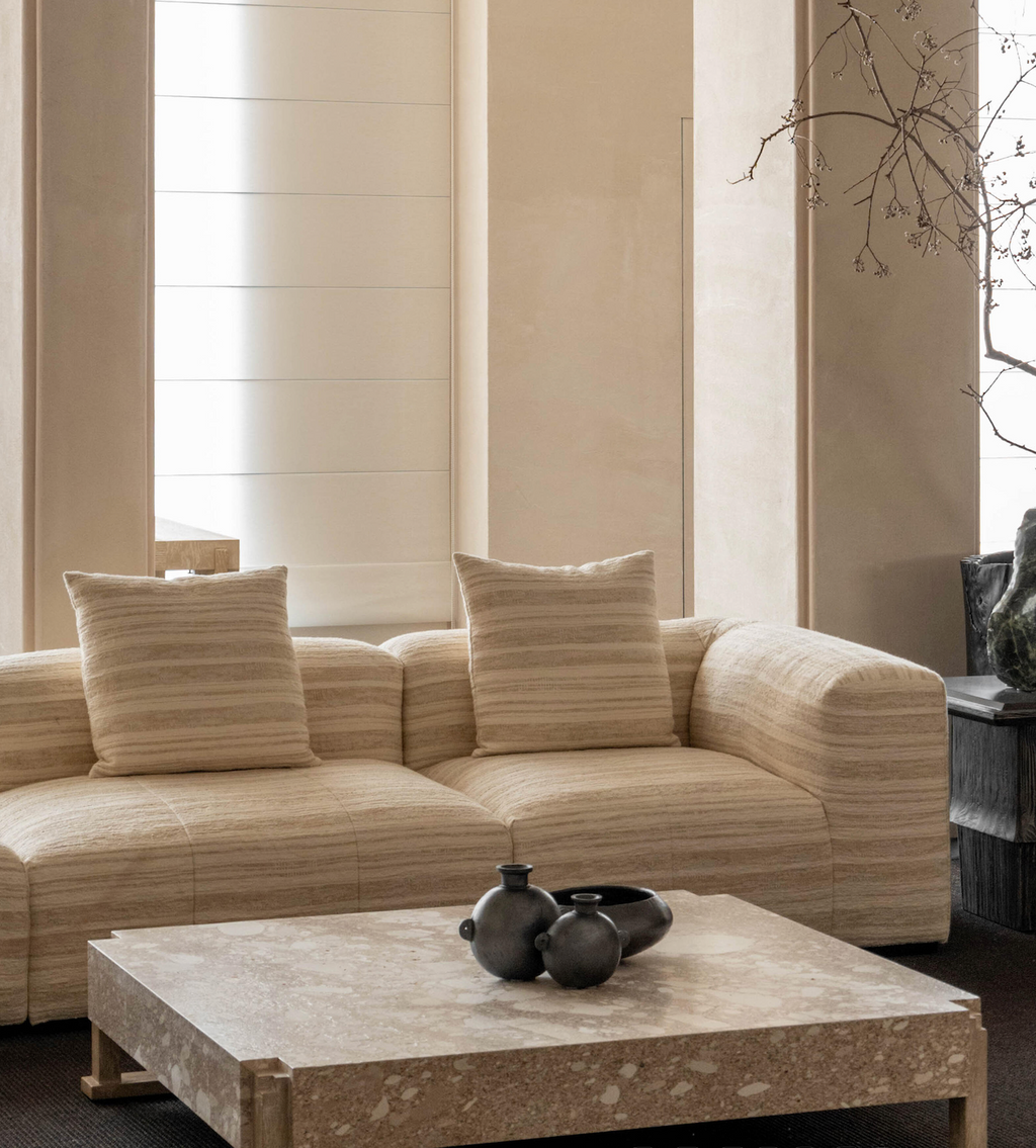 「Moonraker」Striped Linen-Wool Modular Cloud Sofa