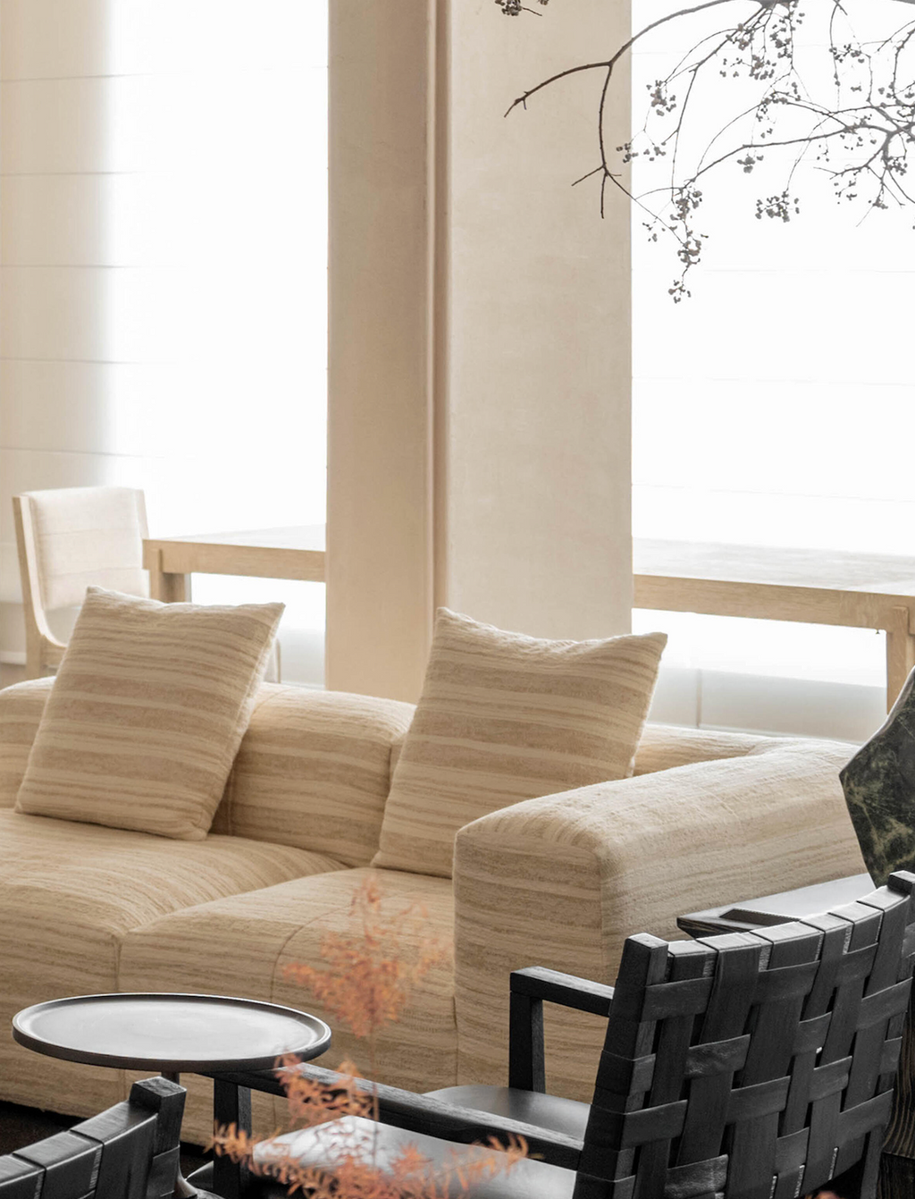 「Moonraker」Striped Linen-Wool Modular Cloud Sofa