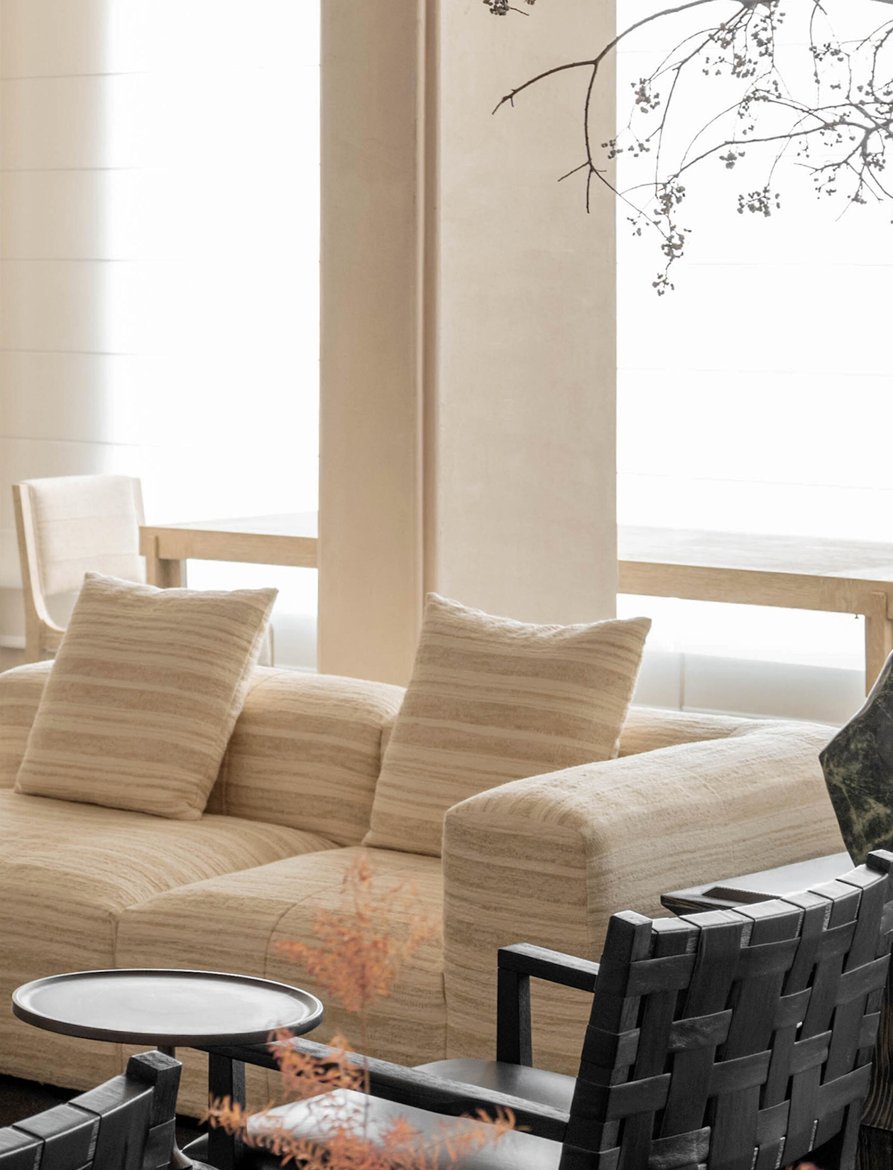 「Moonraker」Striped Linen-Wool Modular Cloud Sofa