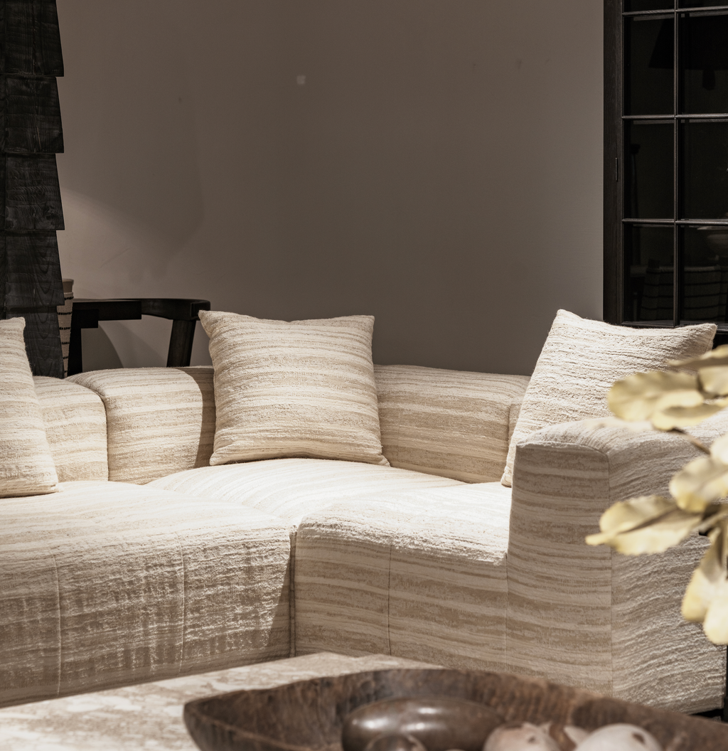 「Moonraker」Striped Linen-Wool Modular Cloud Sofa