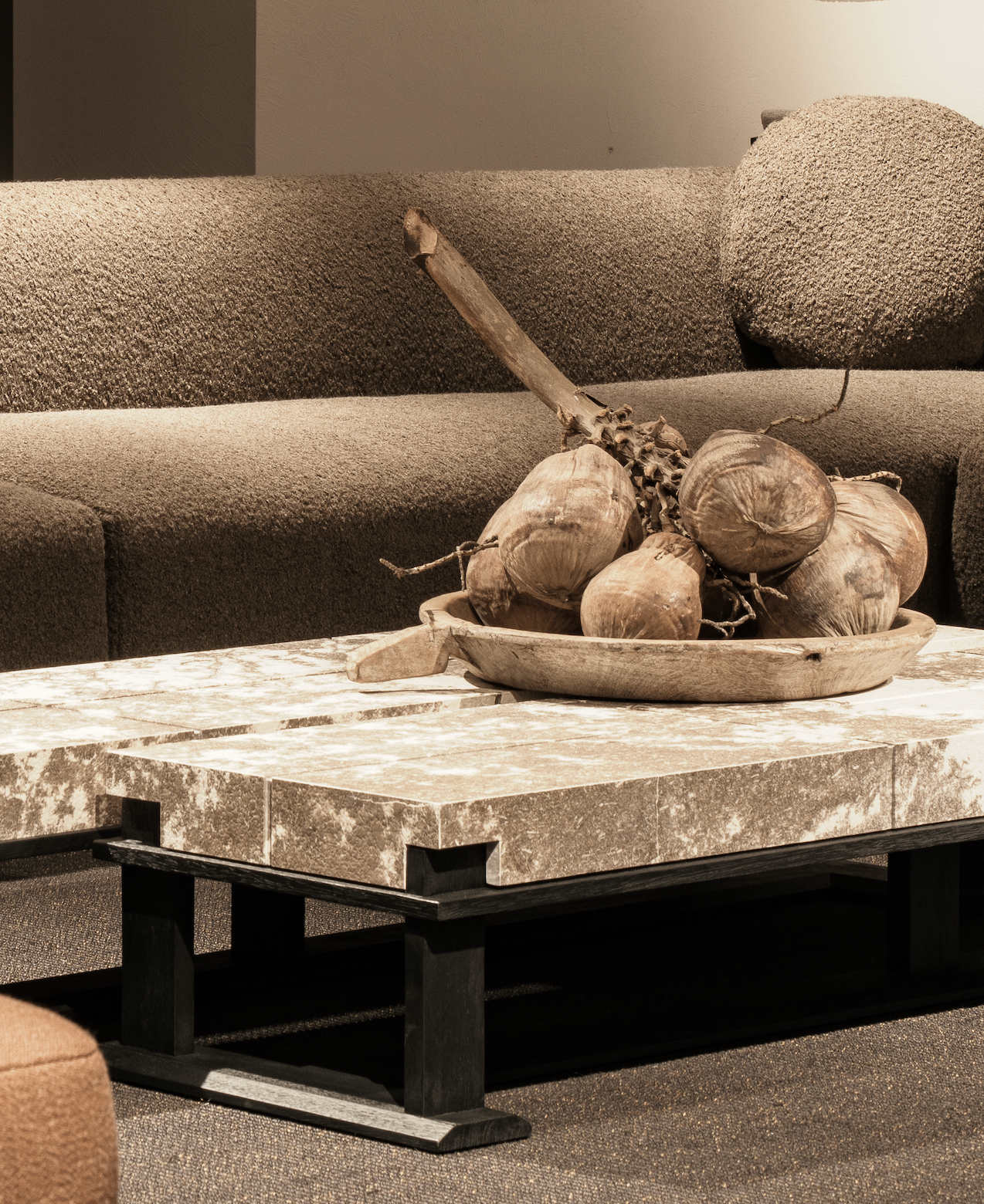 「Lumina」Natural Cherry Blossom Stone Low-Profile Lounge Table