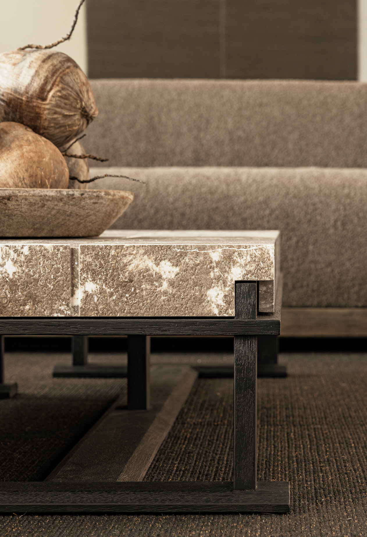 「Lumina」Natural Cherry Blossom Stone Low-Profile Lounge Table