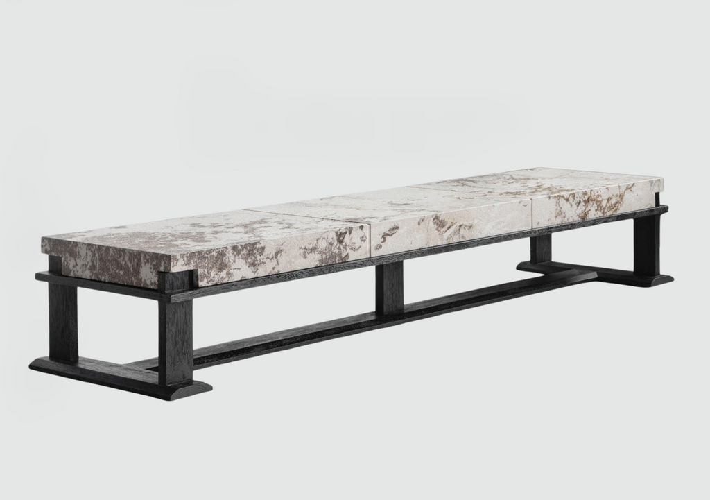 「Lumina」Natural Cherry Blossom Stone Low-Profile Lounge Table