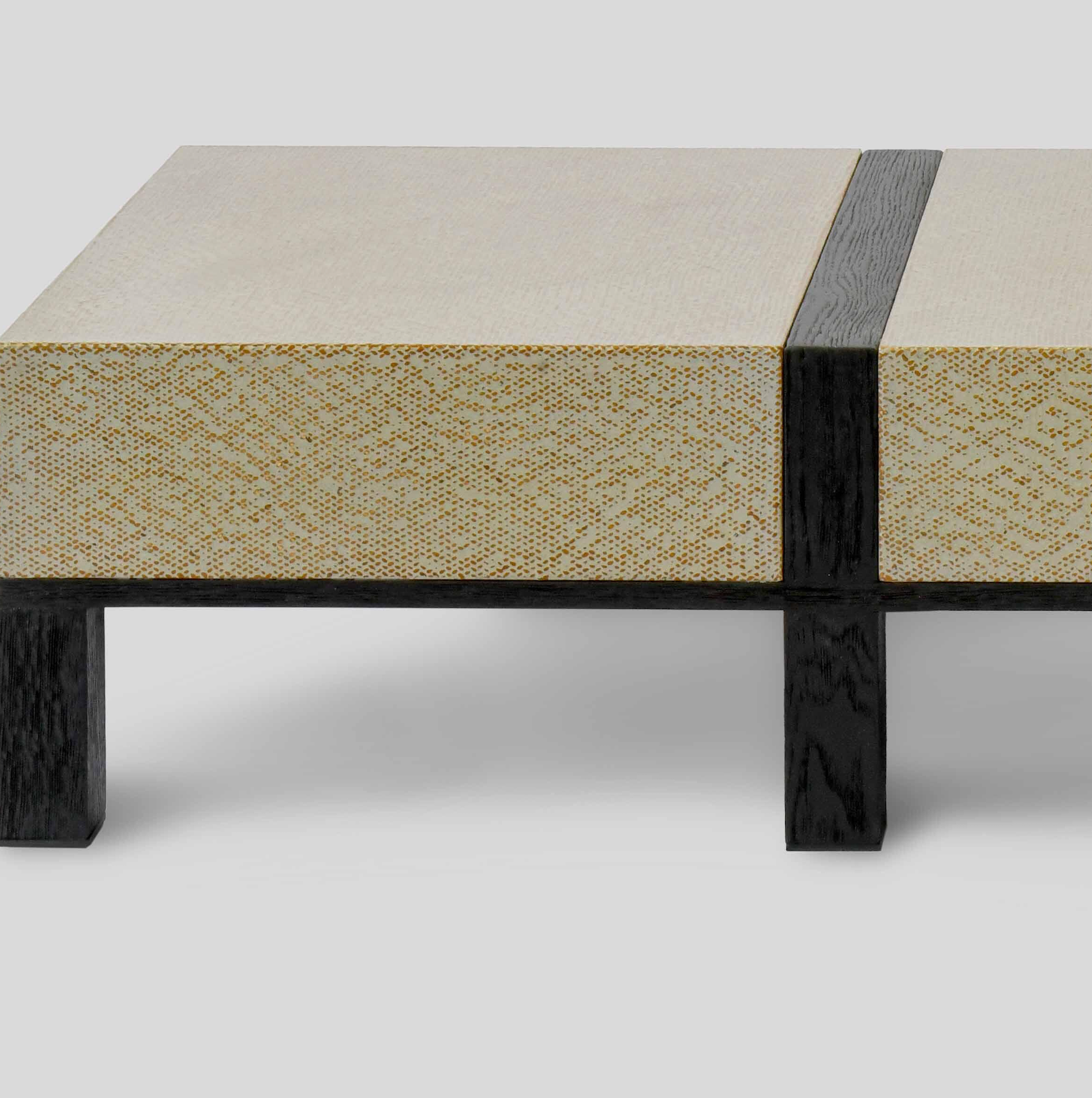 「Kila」Rattan-Infused Organic Modern Low-Profile Table