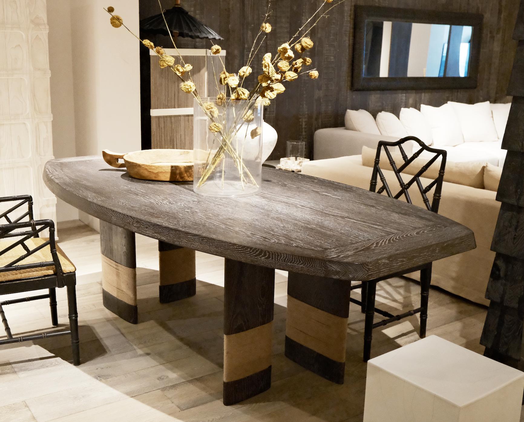 「Fjord」Ash & Jute Sculptural Oak Dining Table
