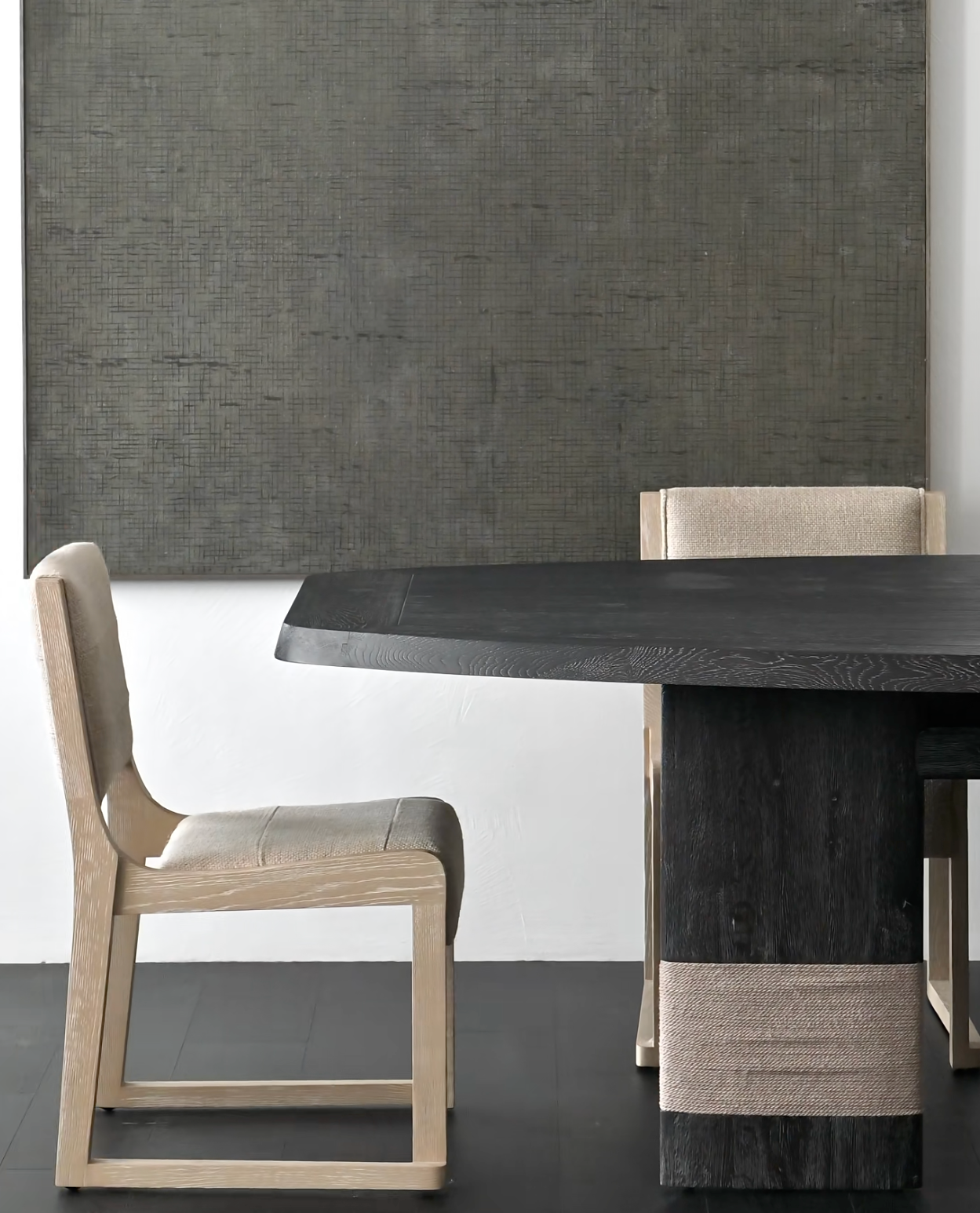 「Fjord」Ash & Jute Sculptural Oak Dining Table