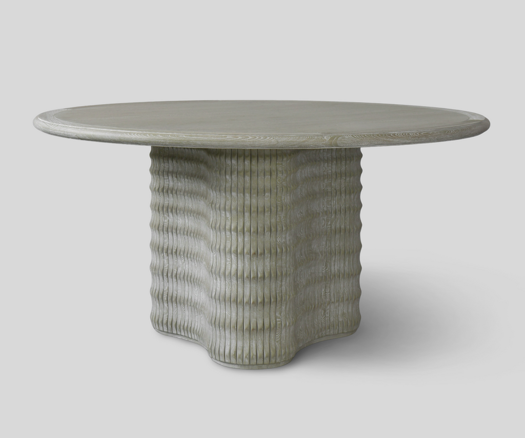 「Swash」Rippled Pedestal Round Dining Table