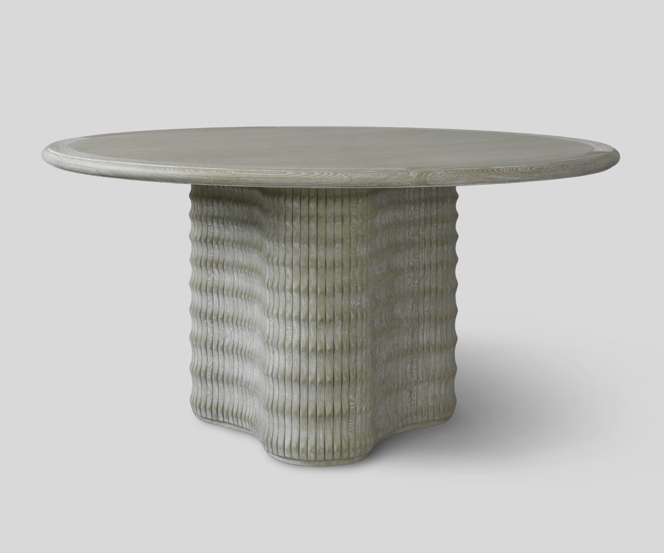「Swash」Rippled Pedestal Round Dining Table