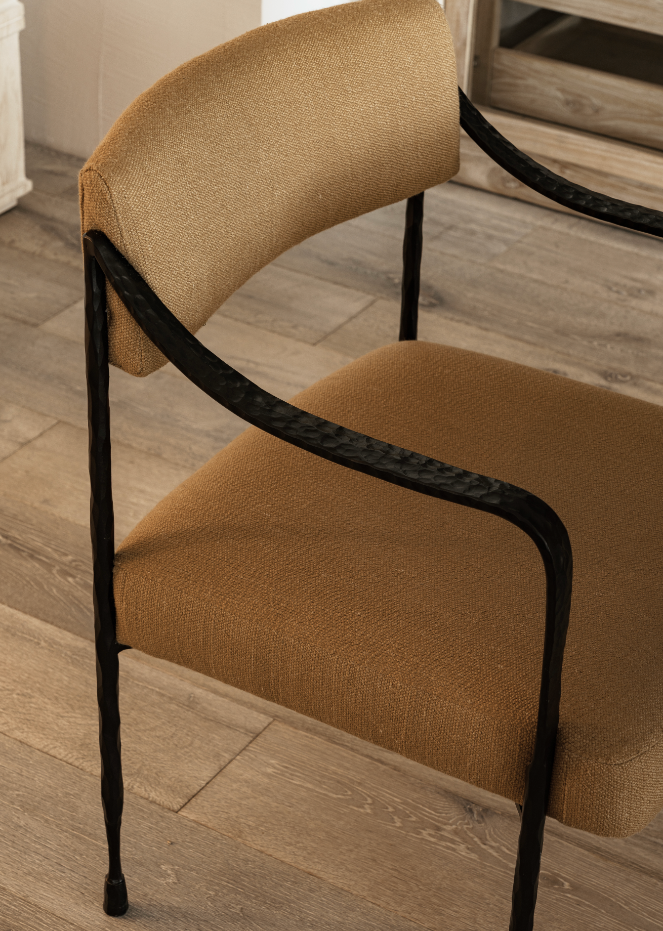 The F.Vint | Colmar Hand-Forged Iron & Upholstered Accent Chair