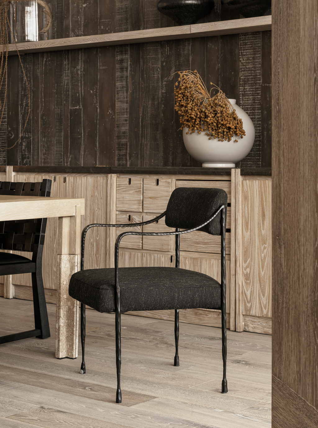 The F.Vint | Colmar Hand-Forged Iron & Upholstered Accent Chair