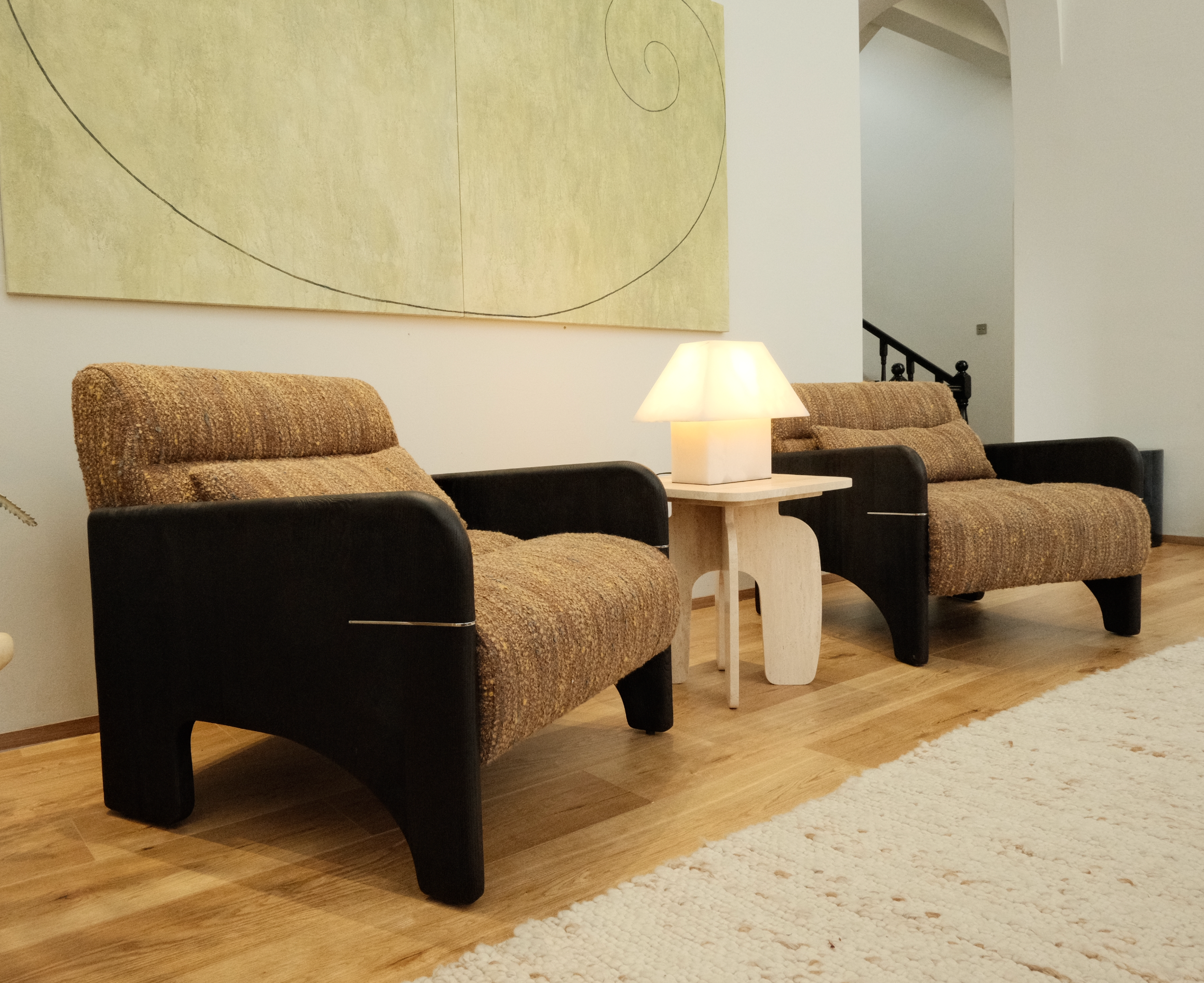 「Wanderer」Architectural Textured Fabric Lounge Chair