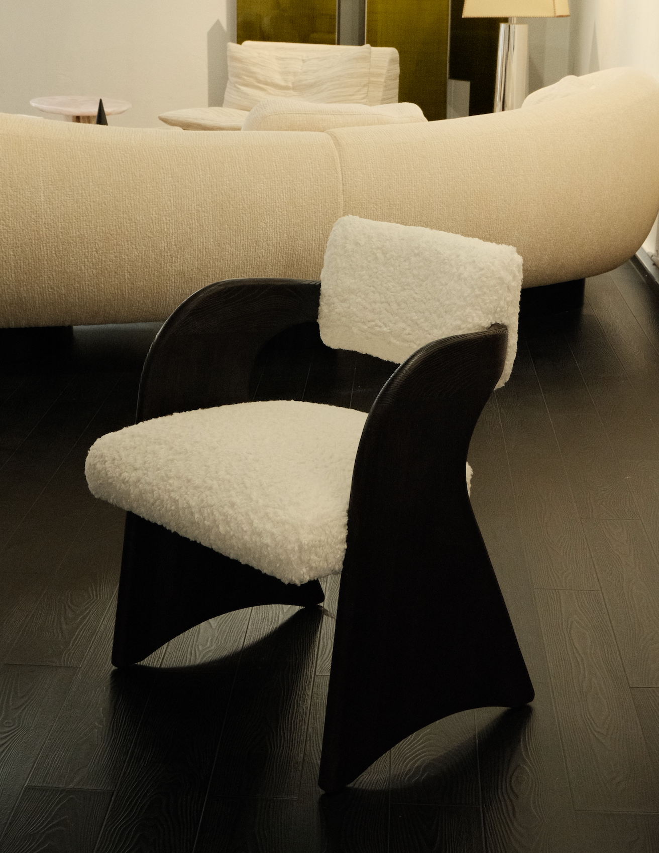 「Gull Wing」Sculptural Cut-Velvet Accent Chair